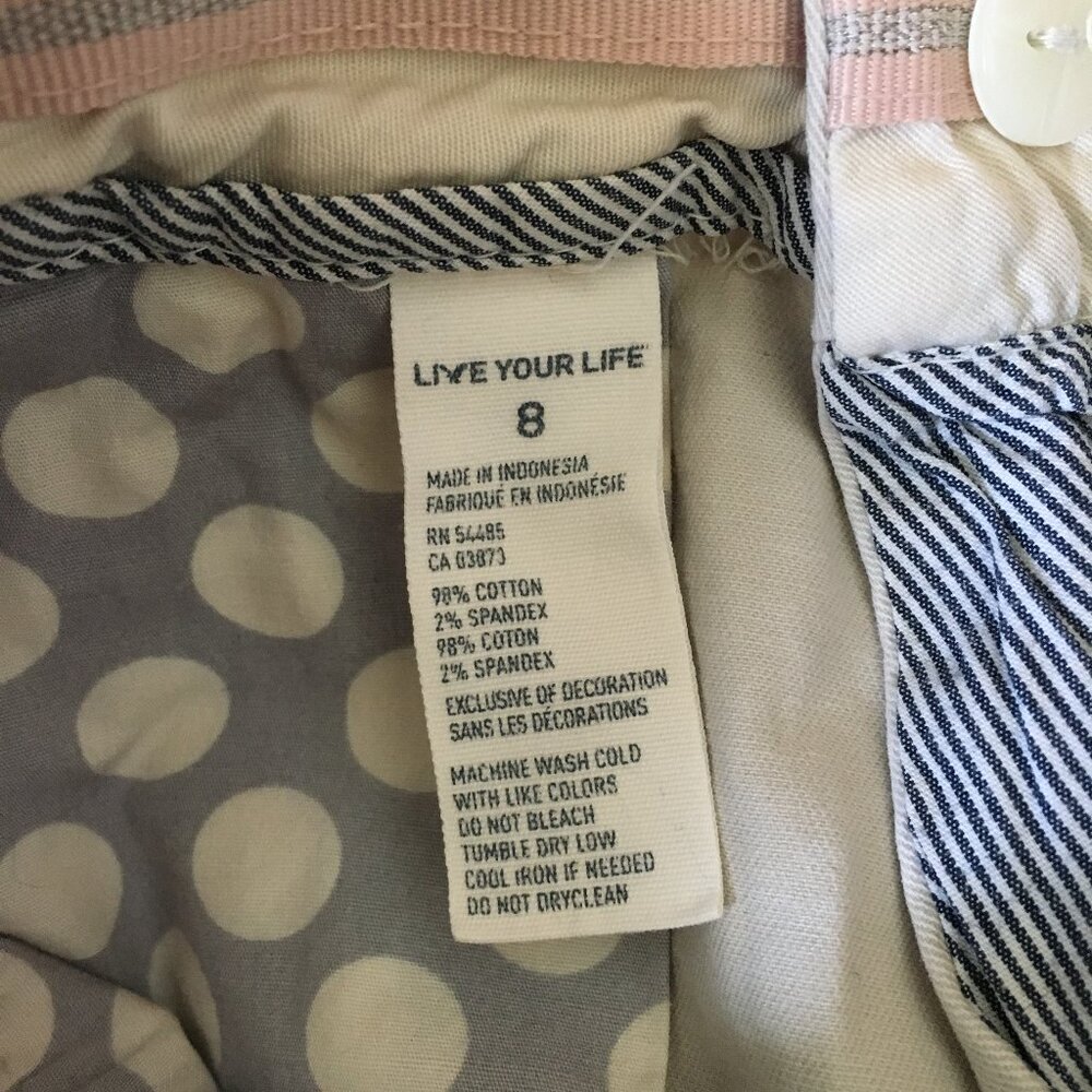 American Eagle Vintage Live Your Life Off-White Cotton Cuffed Shorts 8 - Picture 11 of 14
